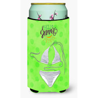 "Caroline's Treasures Bikini Swimsuit Green Polkadot Beverage Insulator Hugger, Tall, Multicolor"
