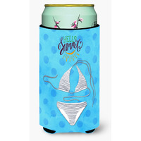 "Caroline's Treasures Bikini Swimsuit Blue Polkadot Beverage Insulator Hugger, Tall, Multicolor"