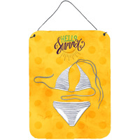 "Caroline's Treasures Bikini Swimsuit Yellow Polkadot Metal Print, 16hx12w, Multicolor"