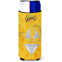 "Caroline's Treasures Bikini Swimsuit Yellow Polkadot Beverage Insulator Hugger, Slim, Multicolor"