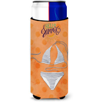 "Caroline's Treasures Bikini Swimsuit Orange Polkadot Beverage Insulator Hugger, Slim, Multicolor"