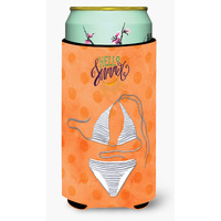 "Caroline's Treasures Bikini Swimsuit Orange Polkadot Beverage Insulator Hugger, Tall, Multicolor"