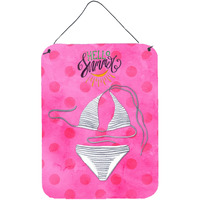 "Caroline's Treasures Bikini Swimsuit Pink Polkadot Metal Print, 16hx12w, Multicolor"