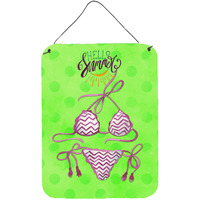 "Caroline's Treasures Bikini Swimsuit Green Polkadot Metal Print, 16hx12w, Multicolor"