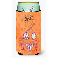 "Caroline's Treasures Bikini Swimsuit Orange Polkadot Beverage Insulator Hugger, Tall, Multicolor"