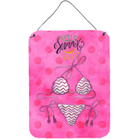 "Caroline's Treasures Bikini Swimsuit Pink Polkadot Metal Print, 16hx12w, Multicolor"
