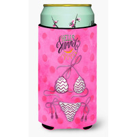 "Caroline's Treasures Bikini Swimsuit Pink Polkadot Beverage Insulator Hugger, Tall, Multicolor"