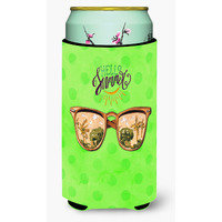 "Caroline's Treasures Beach Sunglasses Green Polkadot Beverage Insulator Hugger, Tall, Multicolor"