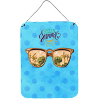 "Caroline's Treasures Beach Sunglasses Blue Polkadot Metal Print, 16hx12w, Multicolor"
