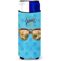 "Caroline's Treasures Beach Sunglasses Blue Polkadot Beverage Insulator Hugger, Slim, Multicolor"