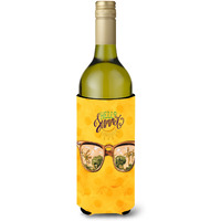 "Caroline's Treasures Beach Sunglasses Yellow Polkadot Beverage Insulator Hugger, 750 ml, Multicolor"