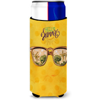 "Caroline's Treasures Beach Sunglasses Yellow Polkadot Beverage Insulator Hugger, Slim, Multicolor"