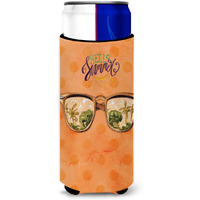 "Caroline's Treasures Beach Sunglasses Orange Polkadot Beverage Insulator Hugger, Slim, Multicolor"