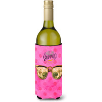 "Caroline's Treasures Beach Sunglasses Pink Polkadot Beverage Insulator Hugger, 750 ml, Multicolor"