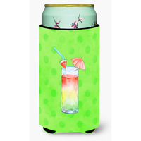 "Caroline's Treasures Umberella Cocktail Green Polkadot Beverage Insulator Hugger, Tall, Multicolor"