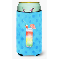 "Caroline's Treasures Umberella Cocktail Blue Polkadot Beverage Insulator Hugger, Tall, Multicolor"