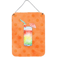 "Caroline's Treasures Umberella Cocktail Orange Polkadot Metal Print, 16hx12w, Multicolor"