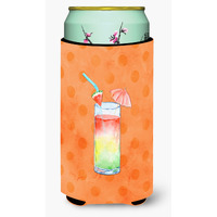 "Caroline's Treasures Umberella Cocktail Orange Polkadot Beverage Insulator Hugger, Tall, Multicolor"