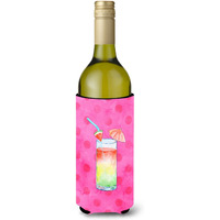 "Caroline's Treasures Umberella Cocktail Pink Polkadot Beverage Insulator Hugger, 750 ml, Multicolor"