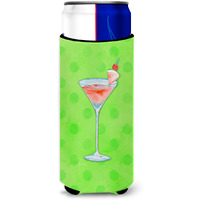 "Caroline's Treasures Summer Martini Green Polkadot Beverage Insulator Hugger, Slim, Multicolor"