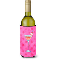 "Caroline's Treasures Summer Martini Pink Polkadot Beverage Insulator Hugger, 750 ml, Multicolor"