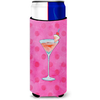 "Caroline's Treasures Summer Martini Pink Polkadot Beverage Insulator Hugger, Slim, Multicolor"
