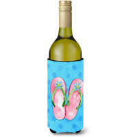 "Caroline's Treasures Pink Flip Flops Blue Polkadot Beverage Insulator Hugger, 750 ml, Multicolor"