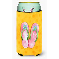 "Caroline's Treasures Pink Flip Flops Yellow Polkadot Beverage Insulator Hugger, Tall, Multicolor"