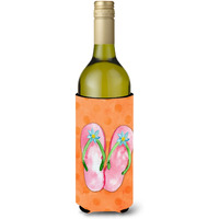 "Caroline's Treasures Pink Flip Flops Orange Polkadot Beverage Insulator Hugger, 750 ml, Multicolor"