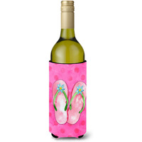 "Caroline's Treasures Flip Flops Pink Polkadot Beverage Insulator Hugger, 750 ml, Multicolor"