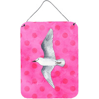 "Caroline's Treasures Sea Gull Pink Polkadot Metal Print, 16hx12w, Multicolor"