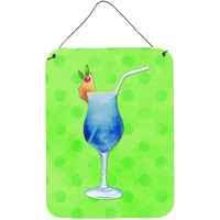 "Caroline's Treasures Summer Cocktail Green Polkadot Metal Print, 16hx12w, Multicolor"