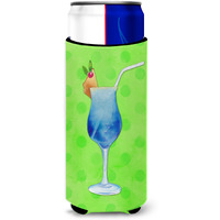 "Caroline's Treasures Summer Cocktail Green Polkadot Beverage Insulator Hugger, Slim, Multicolor"