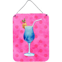"Caroline's Treasures Summer Cocktail Pink Polkadot Metal Print, 16hx12w, Multicolor"
