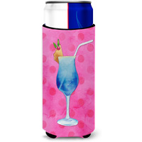 "Caroline's Treasures Summer Cocktail Pink Polkadot Beverage Insulator Hugger, Slim, Multicolor"