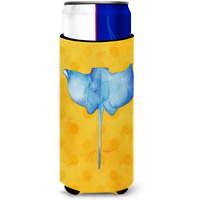 "Caroline's Treasures Sting Ray Yellow Polkadot Beverage Insulator Hugger, Slim, Multicolor"