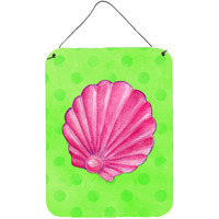 "Caroline's Treasures Pink Sea Shell Green Polkadot Metal Print, 16hx12w, Multicolor"