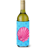 "Caroline's Treasures Pink Sea Shell Blue Polkadot Beverage Insulator Hugger, 750 ml, Multicolor"