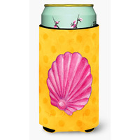 "Caroline's Treasures Pink Sea Shell Yellow Polkadot Beverage Insulator Hugger, Tall, Multicolor"