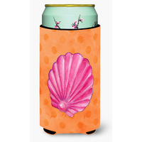 "Caroline's Treasures Pink Sea Shell Orange Polkadot Beverage Insulator Hugger, Tall, Multicolor"