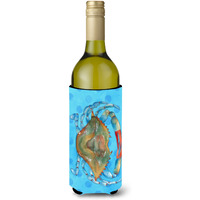 "Caroline's Treasures Crab Blue Polkadot Beverage Insulator Hugger, 750 ml, Multicolor"