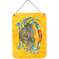 "Caroline's Treasures Blue Crab Yellow Polkadot Metal Print, 16hx12w, Multicolor"