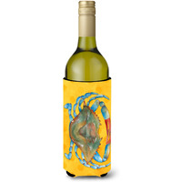 "Caroline's Treasures Blue Crab Yellow Polkadot Beverage Insulator Hugger, 750 ml, Multicolor"
