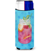 "Caroline's Treasures Mason Jar Cocktail Blue Polkadot Beverage Insulator Hugger, Slim, Multicolor"