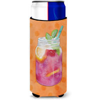 "Caroline's Treasures Mason Jar Cocktail Orange Polkadot Beverage Insulator Hugger, Slim, Multicolor"