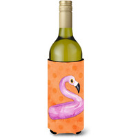"Caroline's Treasures Flamingo Floaty Orange Polkadot Beverage Insulator Hugger, 750 ml, Multicolor"