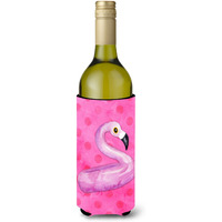 "Caroline's Treasures Flamingo Floaty Pink Polkadot Beverage Insulator Hugger, 750 ml, Multicolor"