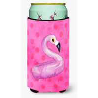 "Caroline's Treasures Flamingo Floaty Pink Polkadot Beverage Insulator Hugger, Tall, Multicolor"