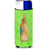 "Caroline's Treasures Message in a Bottle Green Polkadot Beverage Insulator Hugger, Slim, Multicolor"