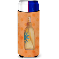 "Caroline's Treasures Message in a Bottle Orange Polkadot Beverage Insulator Hugger, Slim, Multicolor"